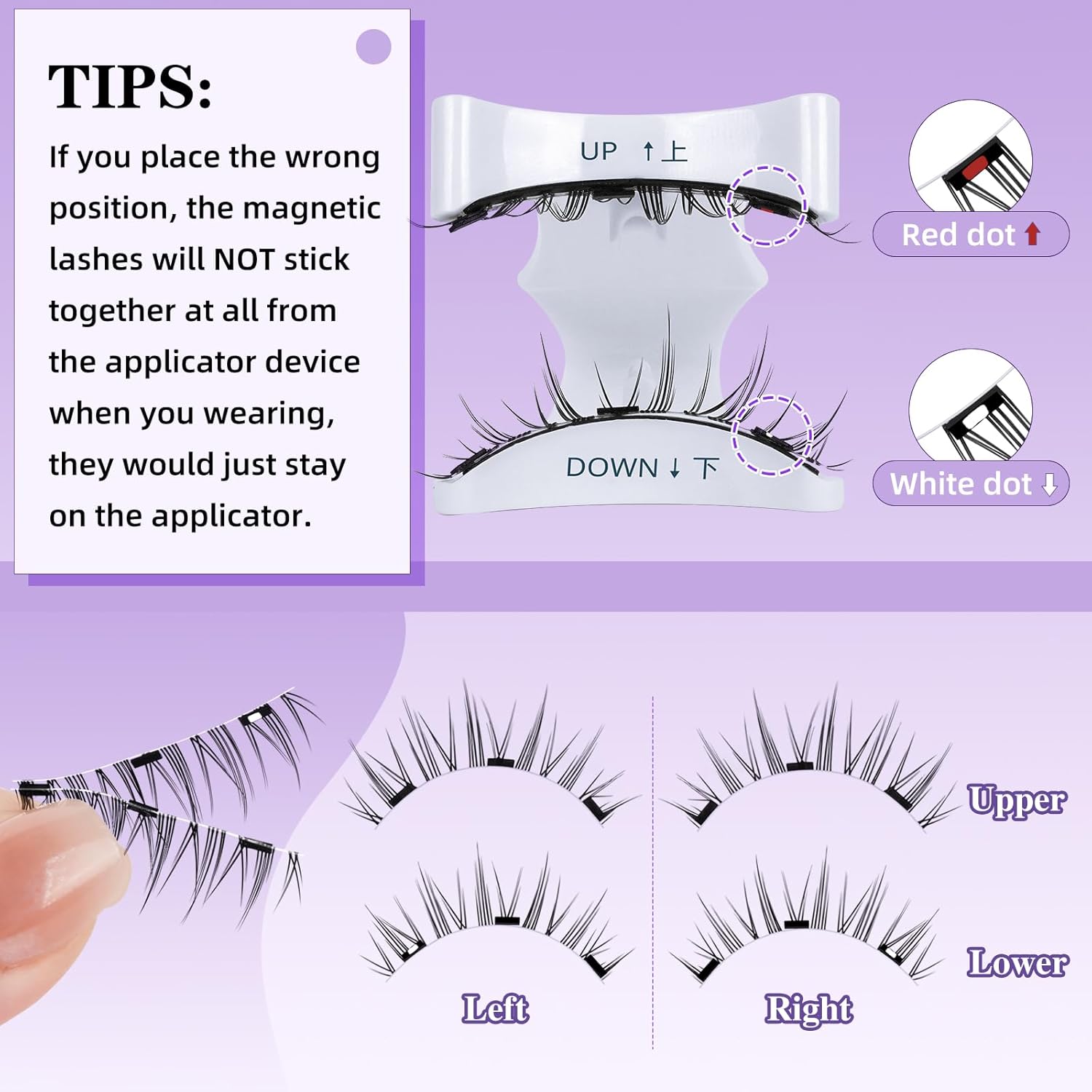 B&Qaugen Magnetic Eyelashes with Applicator Lashes Reusable Glue-Free Natural Look Cluster Kit Easy to Wear and Remove（M01）