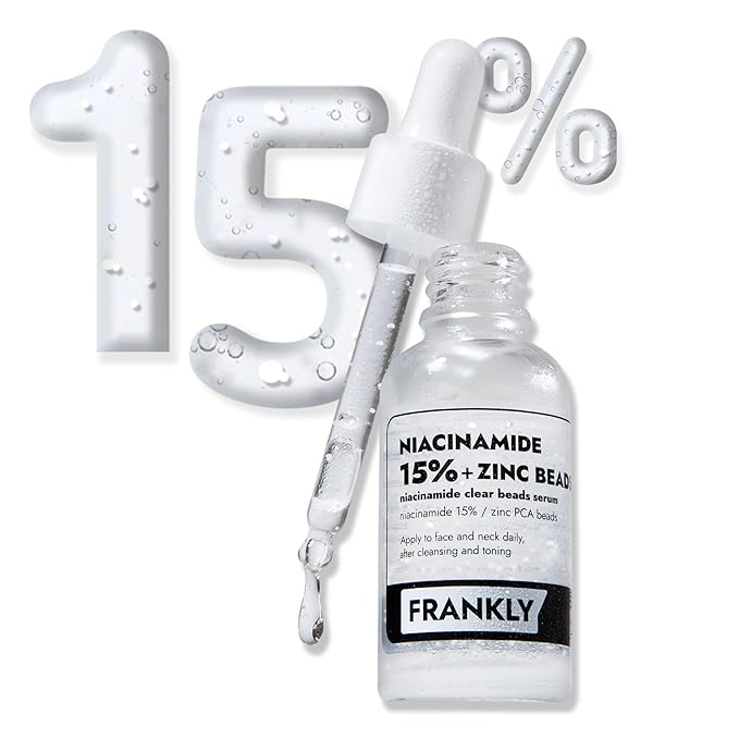 FRANKLY Niacinamide 15% & Zinc Beads Serum: Acne & Dark Spots Care, Oil Control, Even Skin Texture & Glow | Vegan & Cruelty-Free | Non-Comedogenic All skin types Korean Skincare | 1.01 fl.oz