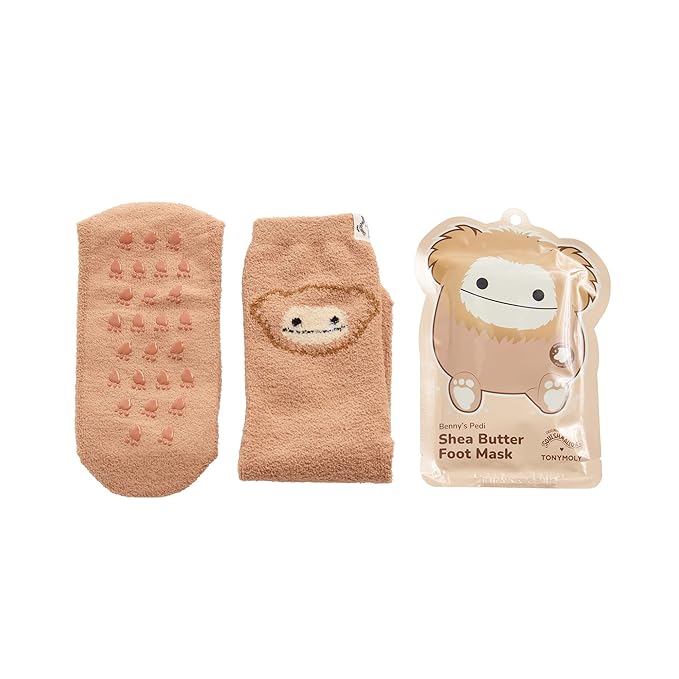 TONYMOLY x Squishmallow Benny Pedi Set - Shea Butter Foot Mask with Cozy Benny Socks - Ultimate Foot Pampering Kit