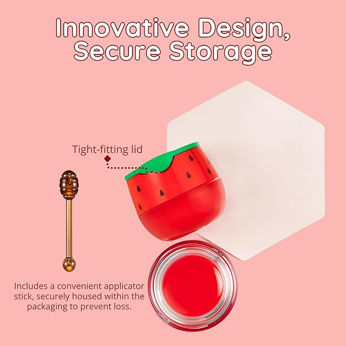 Original My Bee Balm Lip Balm - Watermelon Hydrating Balm Honey Pot for Dry, Chapped & Cracked Lips with Propolis, Honey & Vitamin E - Soften, Smooth & Reduce Lip Lines