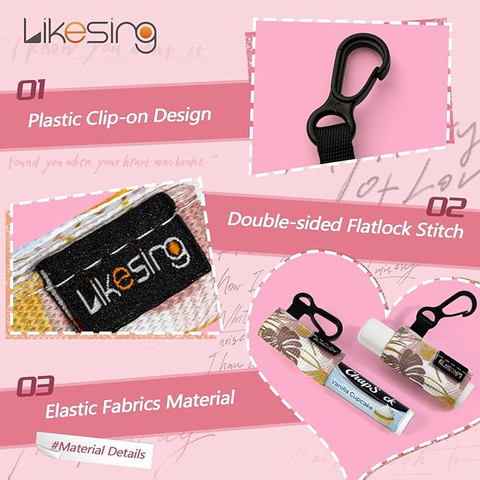 Chapstick Holder Key Chain, Lip Balm Holder for Chapstick Lip Gloss, Elastic Sleeve Chapstick Keychain Holder for Keys Purse Lanyard Gift for Women Girls (Tropical Leaf, 3pcs)