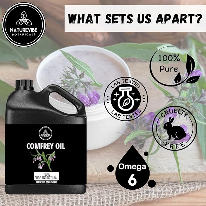 Naturevibe Botanicals Comfrey Oil 32 Ounces | 100% Pure and Natural | Great for Skin Care and Hair Care