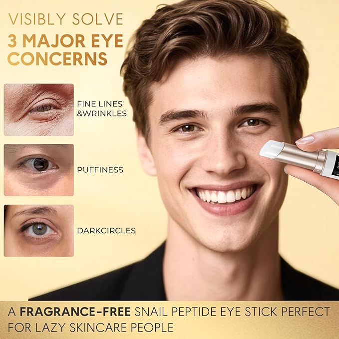 COSMOO Snail Peptide Advanced Under Eye Cream for Dark Circles, With Snail Mucin, Advanced Snail Eye Stick For Puffiness & Bags, Reduce Wrinkles, Fine Lines, Moisturizating Skin