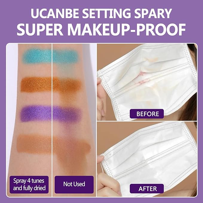 Long Lasting Makeup Setting Spray Kit- 6.76 Fl oz Hydrating Matte Finish Mist Lightweight Face Make up Fixer +Travel Size Spray Bottle+Sponge Puff Makeup Set