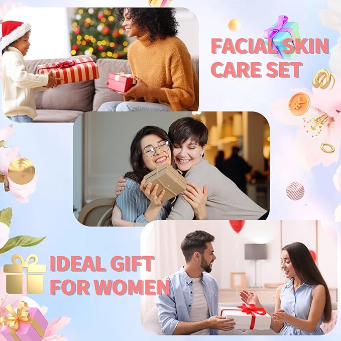 Skin Care Set For Women Moisturizing Rejuvationg Cherry Blossom Skin Care For Women Daily Skin Care Routine(8 Piece Set)