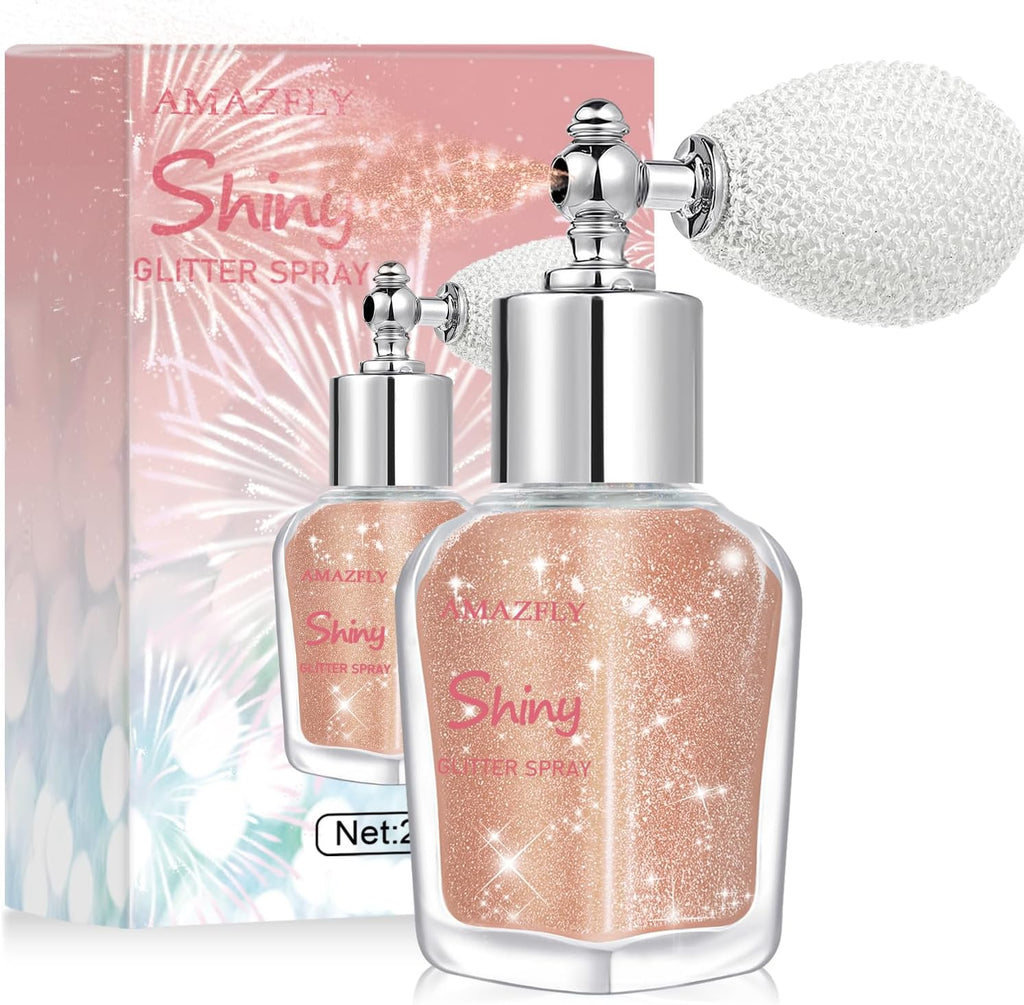 Hair and Body Glitter Spray, Shimmering Powder Sparkle Powder Makeup, Glitter Loose Sparkle Makeup for Body Highlighter,Festival Prom Rave Accessories (Champagne)