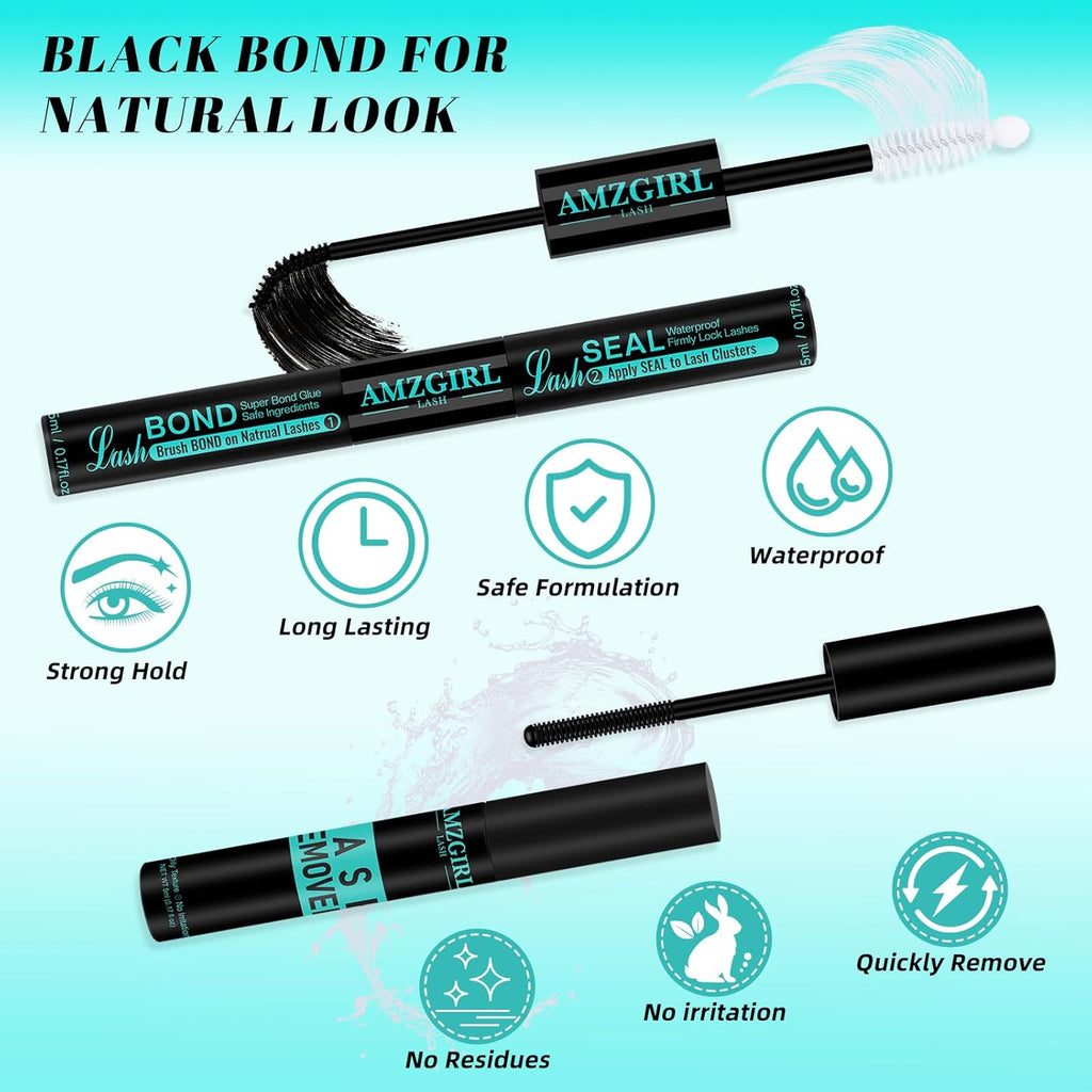 144Pcs Diy Lash Extension Kit Eyelash Clusters Individual Lashes Extensions Kits With Cluster Lashes Wispy, Lash Bond & Seal, Lash Remover,Applicator at Home Lash Extensions Kit(SMH,C-Mix10-16mm kit)