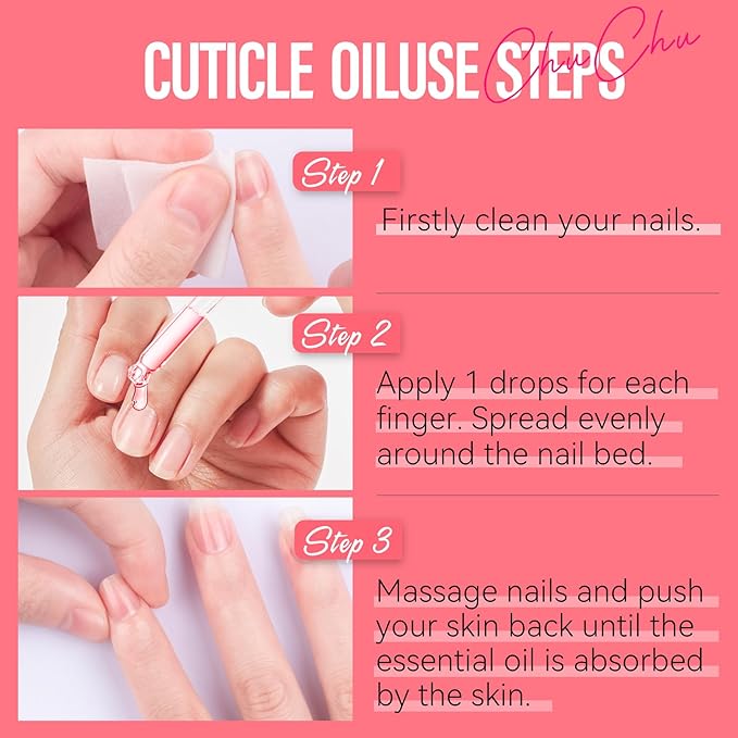 CHUCHU Jojoba Cuticle Oil for Nails: Watermelon Organic Nail Oil with Vitamin B & E - Moisturizes Repairs and Promotes Nail Growth - Prevents Dryness Hangnails and Chapped Skin 15ML