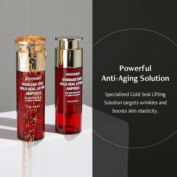 Shumage Gold Seal Lifting Cream+Device & Shumage Shot Gold Seal Lifting Ampoule - Moisturizer Face Lift Cream, Hydrating & Tightening for Sagging Skin - Collagen Serum for Radiant Glow