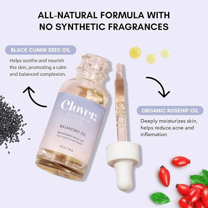 Clover Balancing Oil | Supports Clearer Skin, Promotes a Healthy Complexion, and Enhances Natural Radiance | Cruelty-Free & Vegan Face Oil - 30ml
