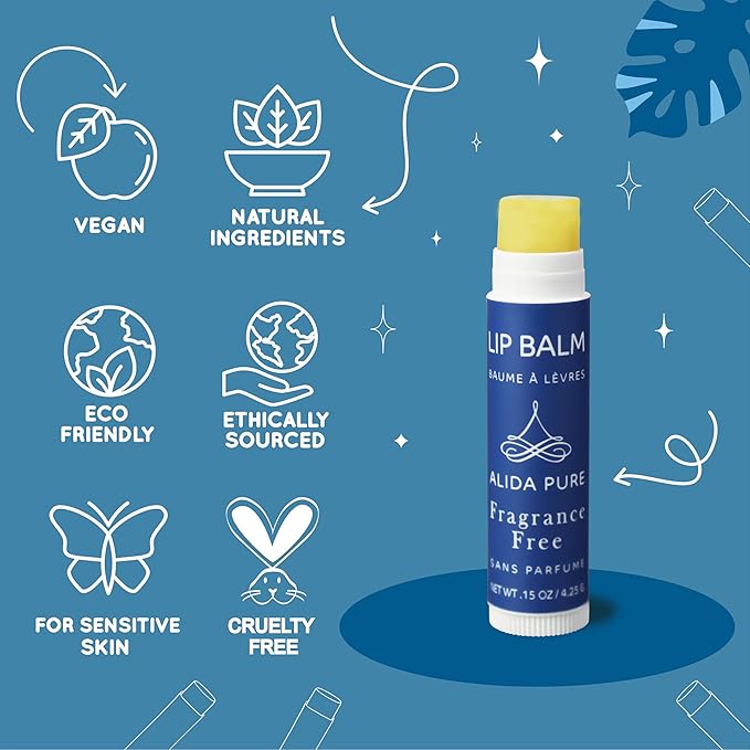 Melody Lip Balm Collection, Vegan Lip Balm Set, Beeswax Free, with Avocado Oil, Organic Jojoba Oil, and Vitamin E, Natural Moisturizer for Dry, Chapped Lips, 5 Tube Set