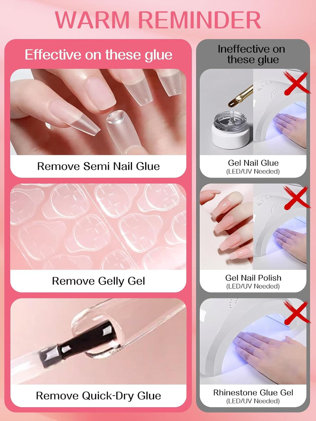 EBANKU Nail Glue Remover for Press On Nails, 10 x 15ML Gel Remover for Acrylic Tips Nail Glue Fast Acting Adhesive Gel Low Odor Liquid for Quick Removal