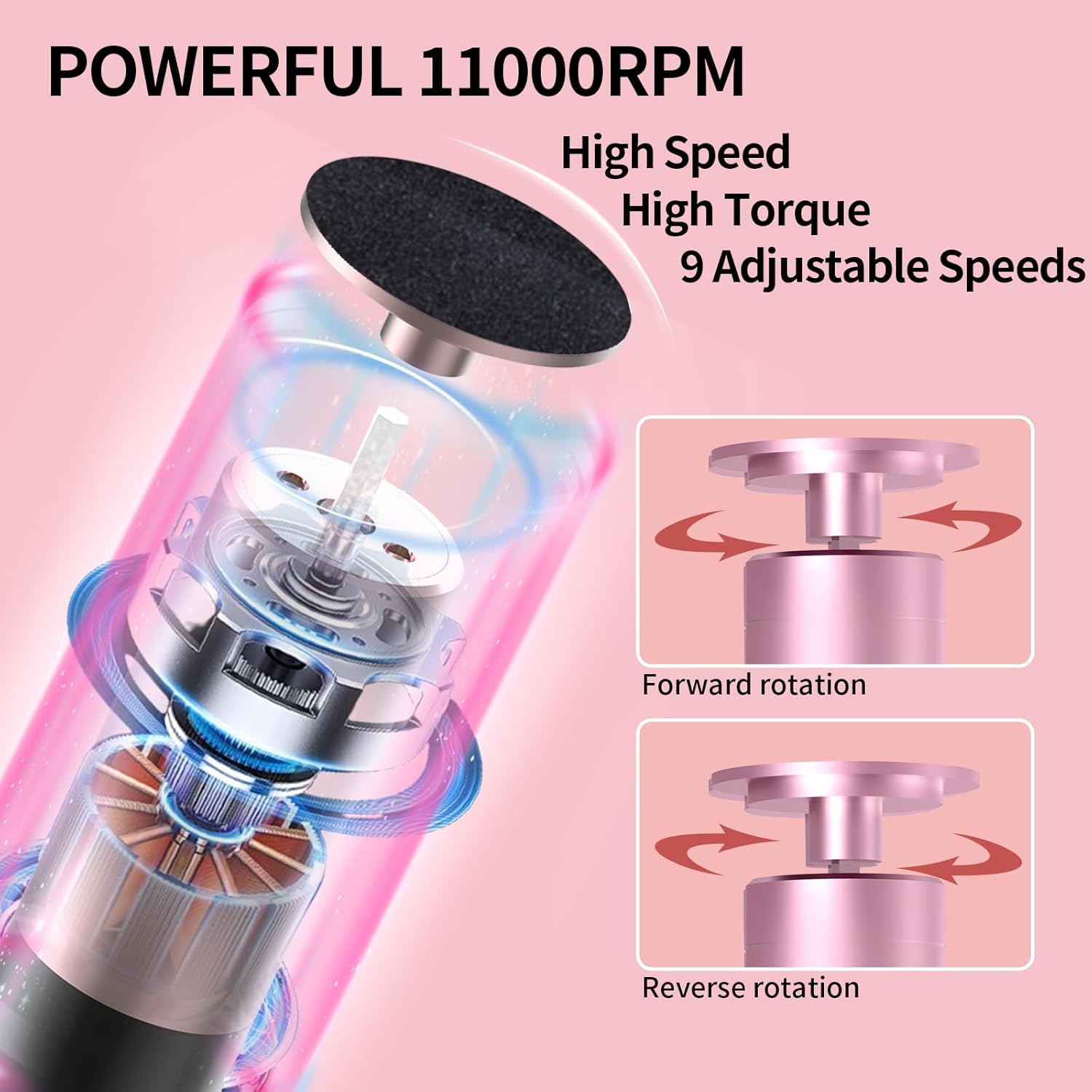 2 in 1 Electric Foot Callus Remover, USB Rechargeable Electric Foot File Grinder with 80/120 Grit Sandpaper Discs and Digital Display, Wireless Aluminum Pedicure Tools for Feet,Nail Care,Dead Skin