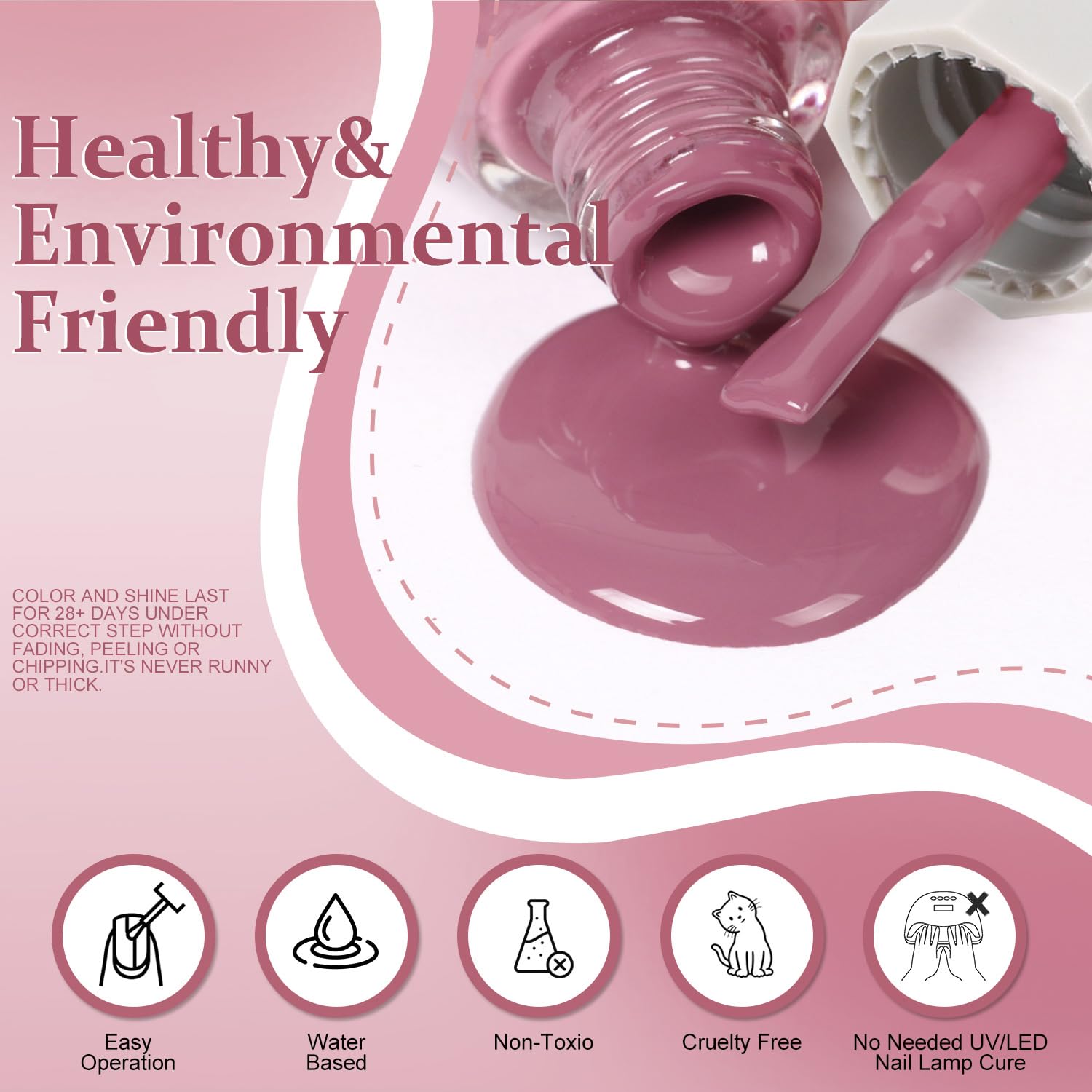 Major Dijit Quick Dry Nail Polish 12ml/0.41fl oz Dark Pink Regular Nail Lacquer Fast Drying & Long Lasting Nail Polish Nail Art Effect for Nail Salon