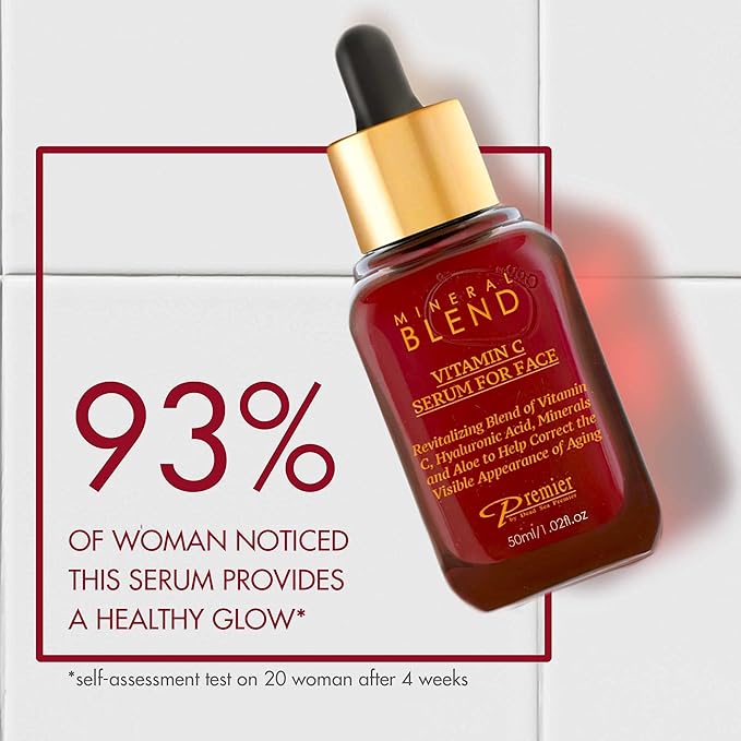 Vitamin C Serum for Face with Hyaluronic Acid & Rose Hips oil - Natural & Organic Anti Aging facial serum, Mineral Blend by Premier Dead Sea 1.7 Fl.Oz