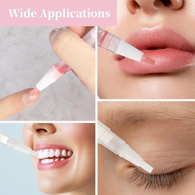 Homaisson 50 Pack 3ml Transparent Twist Pen with Stickers, Empty Cuticle Oil Pen Refillable Nail Oil Pens with Brush Tip, Empty Cosmetic Lip Gloss Tubes, Clear Eyelash Growth Liquid Containers