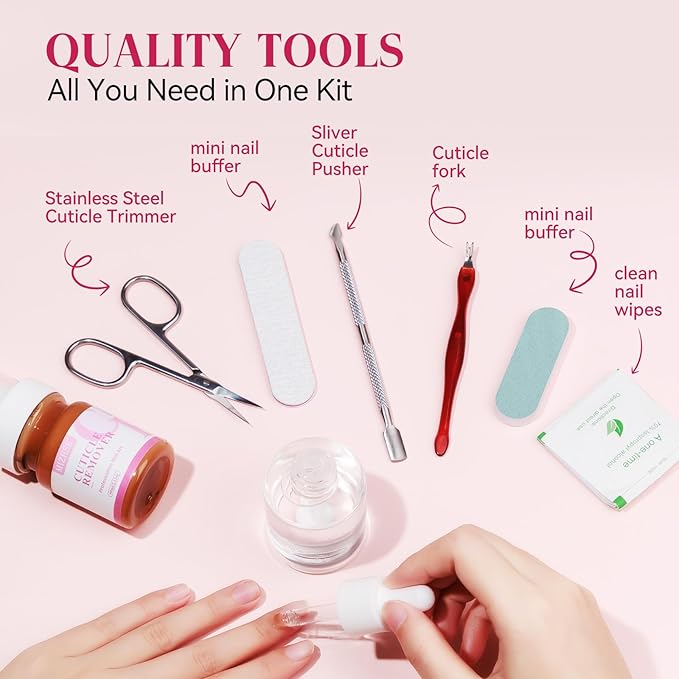MIZHSE Cuticle Remover & Oil Care Set - 90ml Cuticle Softener & Moisturizer Manicure Kit with Remover Cream, Oil, Trimmer/Nipper/Pusher Set for Nail Salon & Home Use