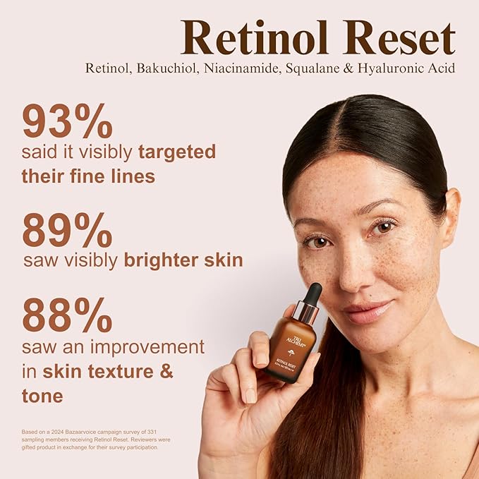 Tru Alchemy Retinol Reset Revitalizing Retinol Serum for face - Wrinkle Appearance Serum & Retinol Cream for Face w/Bakuchiol, Niacinamide for Overnight Renewal w/Long-Term Radiance - 1 fl oz