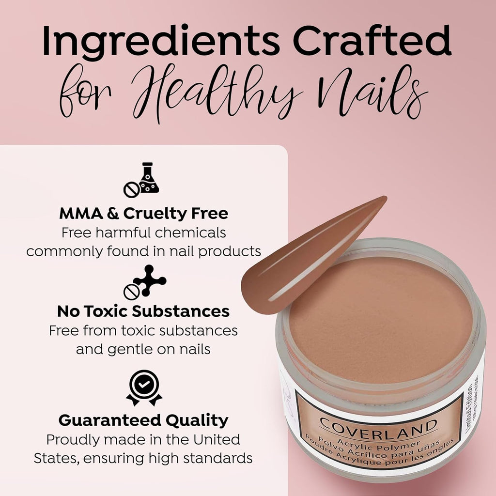 Tones Coverland Acrylic Nail Powder - Limited Edition Acrylic Powder for Nail Design, Sculpting, and Masking Nail Bed Imperfections - Professional Acrylic Nail Supplies - (1.5 Oz) (Mocha Mousse)