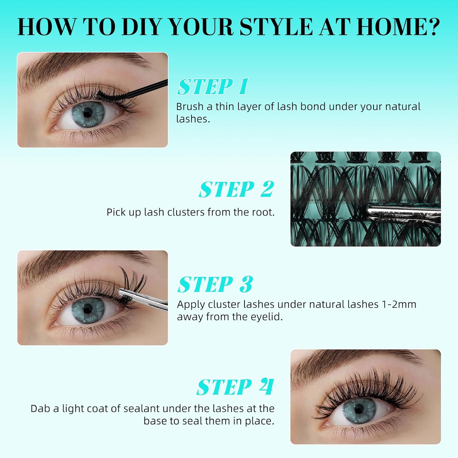 Lash Clusters 240pcs Eyelashes Cluster Individual Wispy Lashes Thin Band for D Curl Lash Extension Eyelashes for Beginners at Home,False Eyelashes Soft Eyelash Clusters(30D,D-Mix9-16mm)