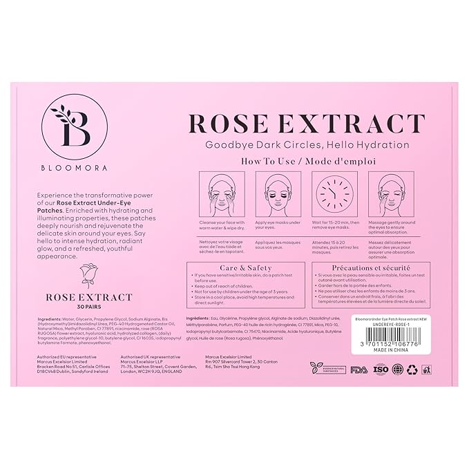 Rose Under Eye Patches (30 Pairs) Under Eye Patches for Dark Circles, Under Eye Patches for Puffy Eyes and Dark Circles, Under Eye Mask, Puffy Eyes Treatment, Eye Care, Eye Masks Bulk