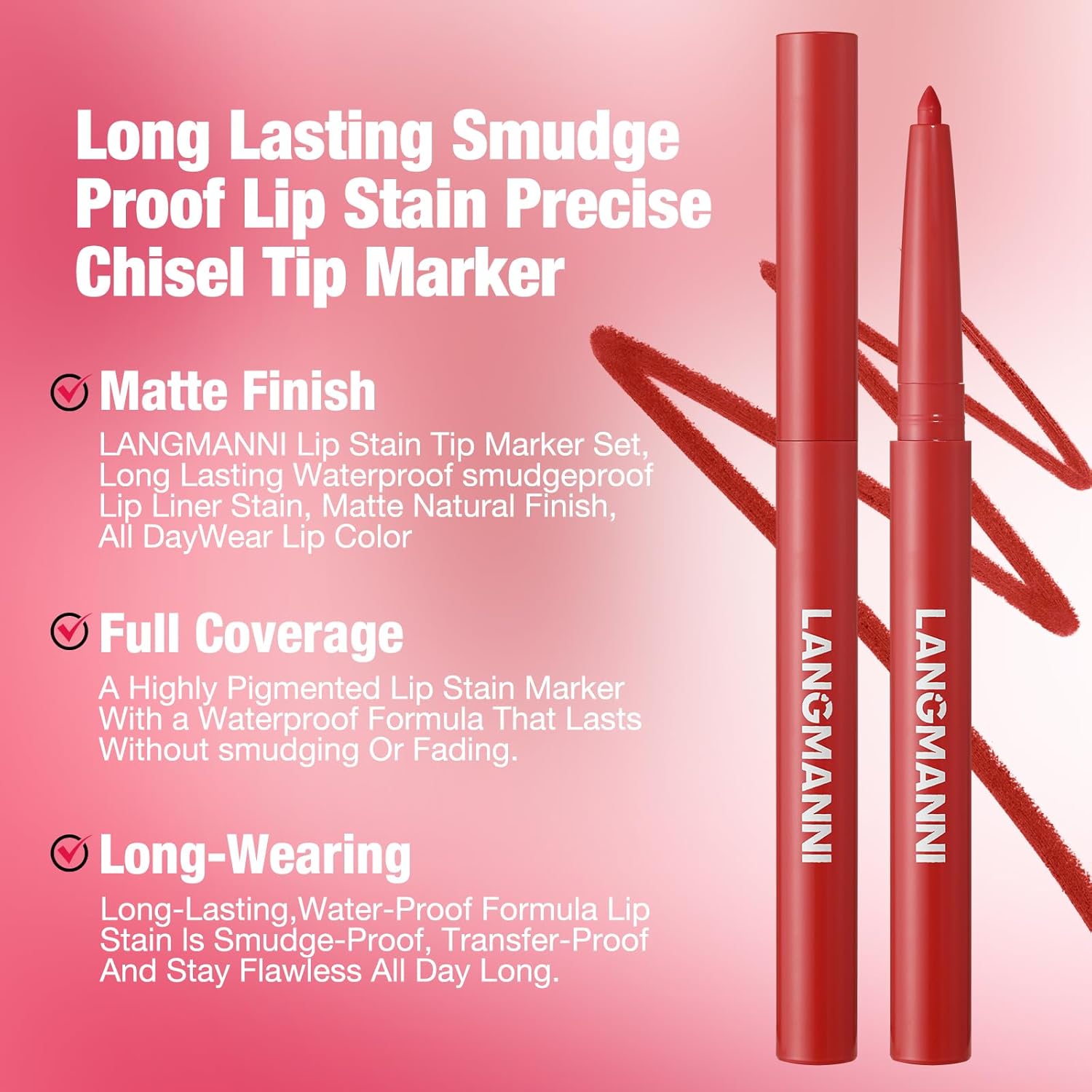 LANGMANNI 6Pcs Sculpting Matte Velvet Lip Liner Set,Smooth Creamy Texture,Waterproof And High Pigmented For Girls Daily Application Lip Makeup(7+8+9+10+11+12)