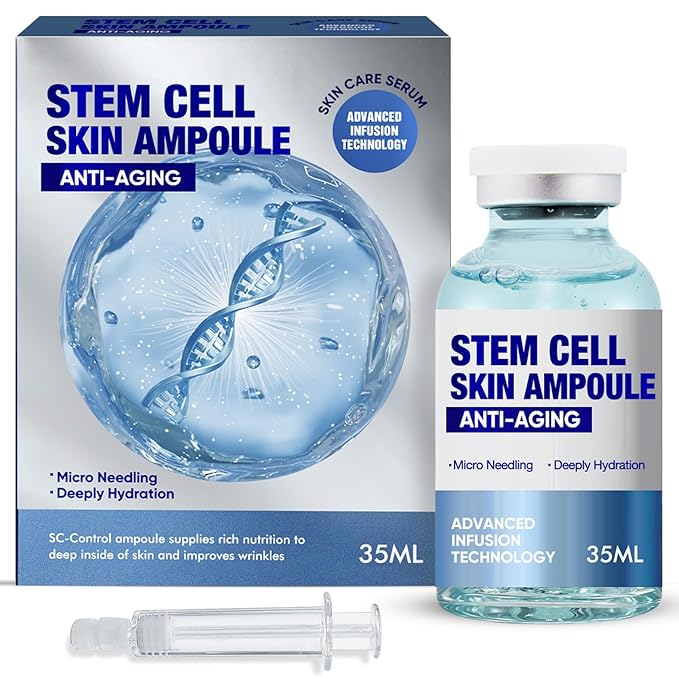 Stem Cell Serum for Face, Microneedling Serum, Anti Aging & Smooth Wrinkles, Stem Cell Ampoule to Use with and Without Micro Needling