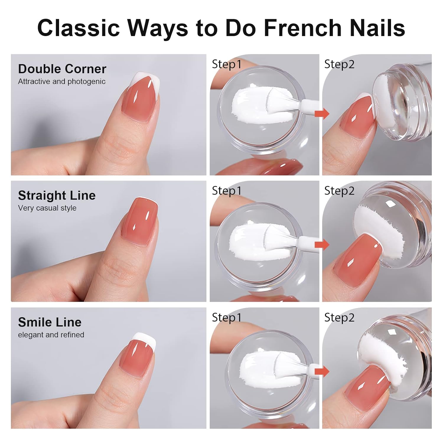 8PCS Nail Art Stamper Clear Silicone Nails Stamping Jelly with Scraper Transparent Visible Body DIY Manicure Nail Art Tool M