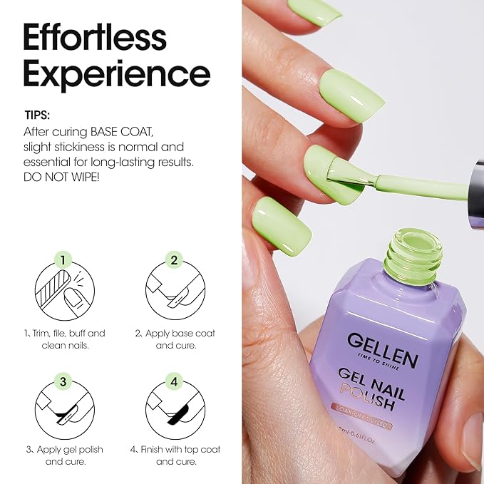 Gellen Green Gel Nail Polish, Mint Green Gel Polish Pastel Green Nail Polish Gel Light Green Soak Off U V LED Nail Lamp Gel Polish Home Salon Nail Art DIY Manicure Gift for Women Gilrs, 0.61 Fl Oz