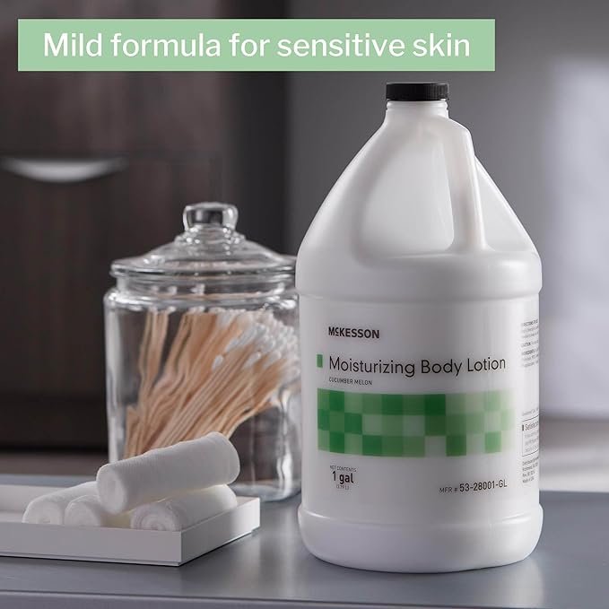 McKesson Moisturizing Hand and Body Lotion, 1 Gallon [Pack of 1] Bulk, Refill, For Dry, Crack, Sensitive Skin, Cucumber Melon Scent