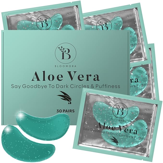 Aloe Vera Under Eye Patches (30 PAIRS), For Puffy Eyes and Dark Circles, Under Eye Mask with Hyaluronic Acid & Hydrolyzed Collagen, Deeply Hydrating Formula, Patch Yeux