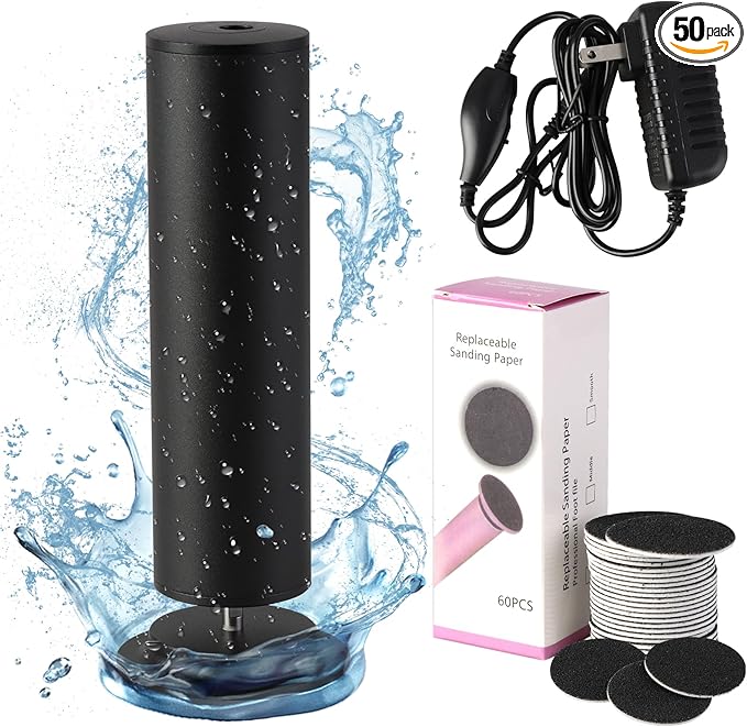 Dermave Electric Foot Callus Remover, Electric Foot Callus Remover, Callus Remover for Feet - Foot Filer with 60pcs Sanding Discs for Dead Cracked Skin, Men/Women (Black)