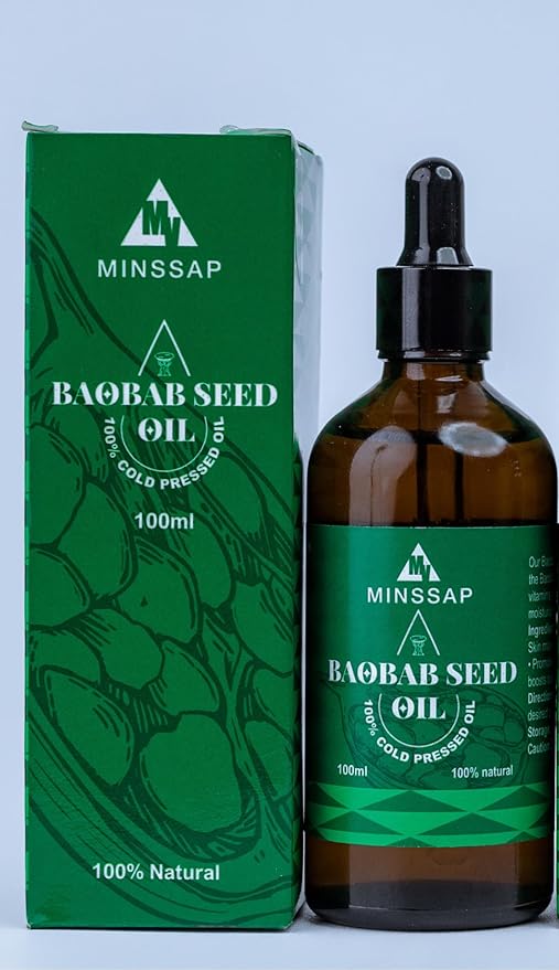 Minssap Ventures 3.4 fl oz Natural and Pure, Cold-Pressed Baobab Oil