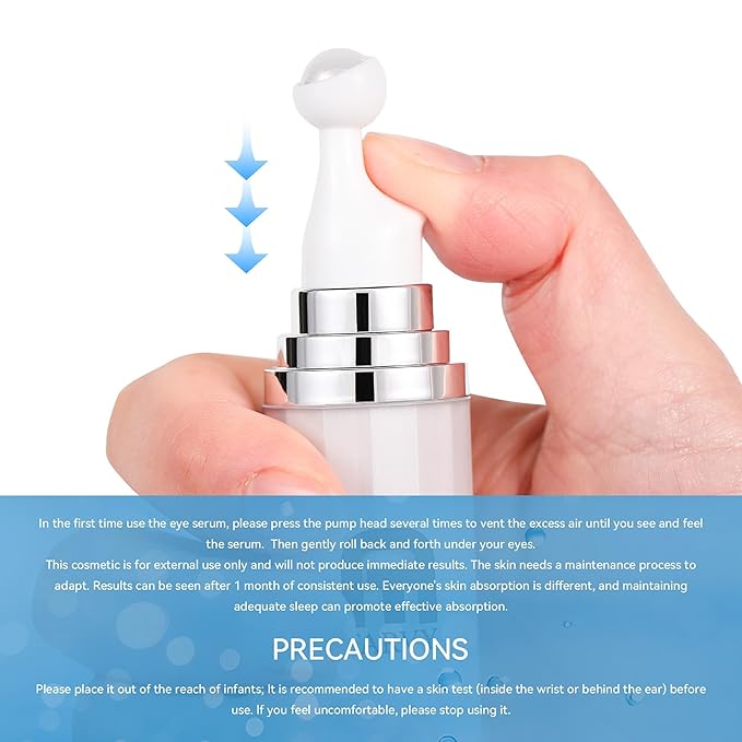 Eye Serum, Under Eye Cream For Dark Circles, 8% Caffeine Eye Serum For Women & Men, Eye Cream Anti Aging With 360° Massage Ball, Eye Cream For Puffiness And Bags Under Eyes, Eye Serum For Fine Lines