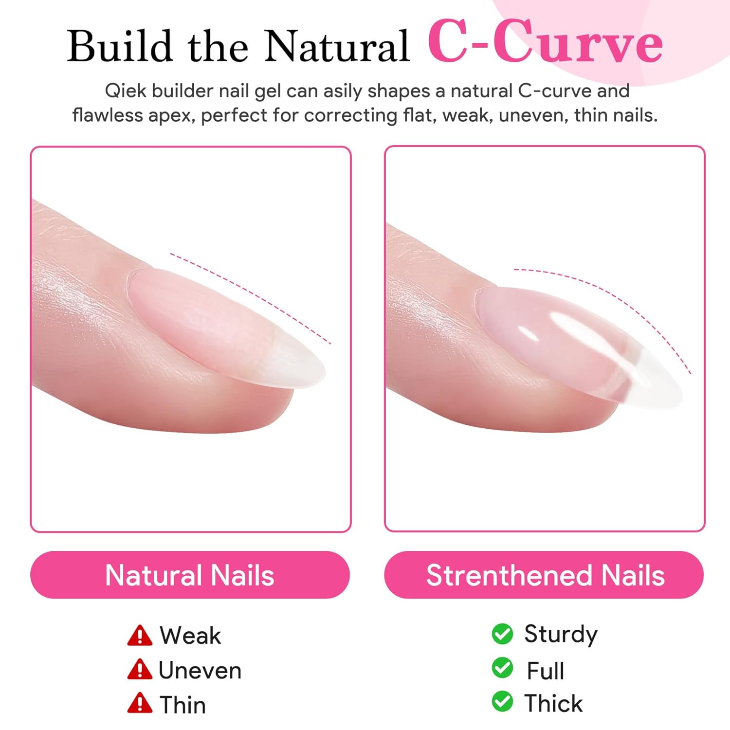 Builder Nail Gel, 7-in-One Builder for Nails Crystal Clear Strengthener Glue Apex Enhancement Extension Hard Building Gel LED Lamp Cured Rubber Base Coat for DIY Beginners& Salon Manicure 0.54 OZ