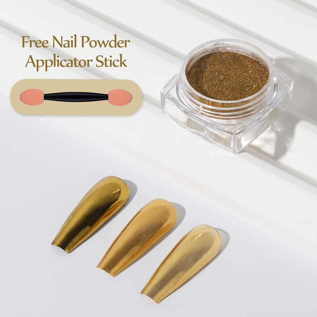 Artdone 2 Jars Chrome Nail Pearl Powder Silver and Gold, Iridescent Aurora Powder Metallic Mirror Effect Pigment Pearlescent Mermaid Pearl Dust Kit, Decoration Acrylic Resin Craft