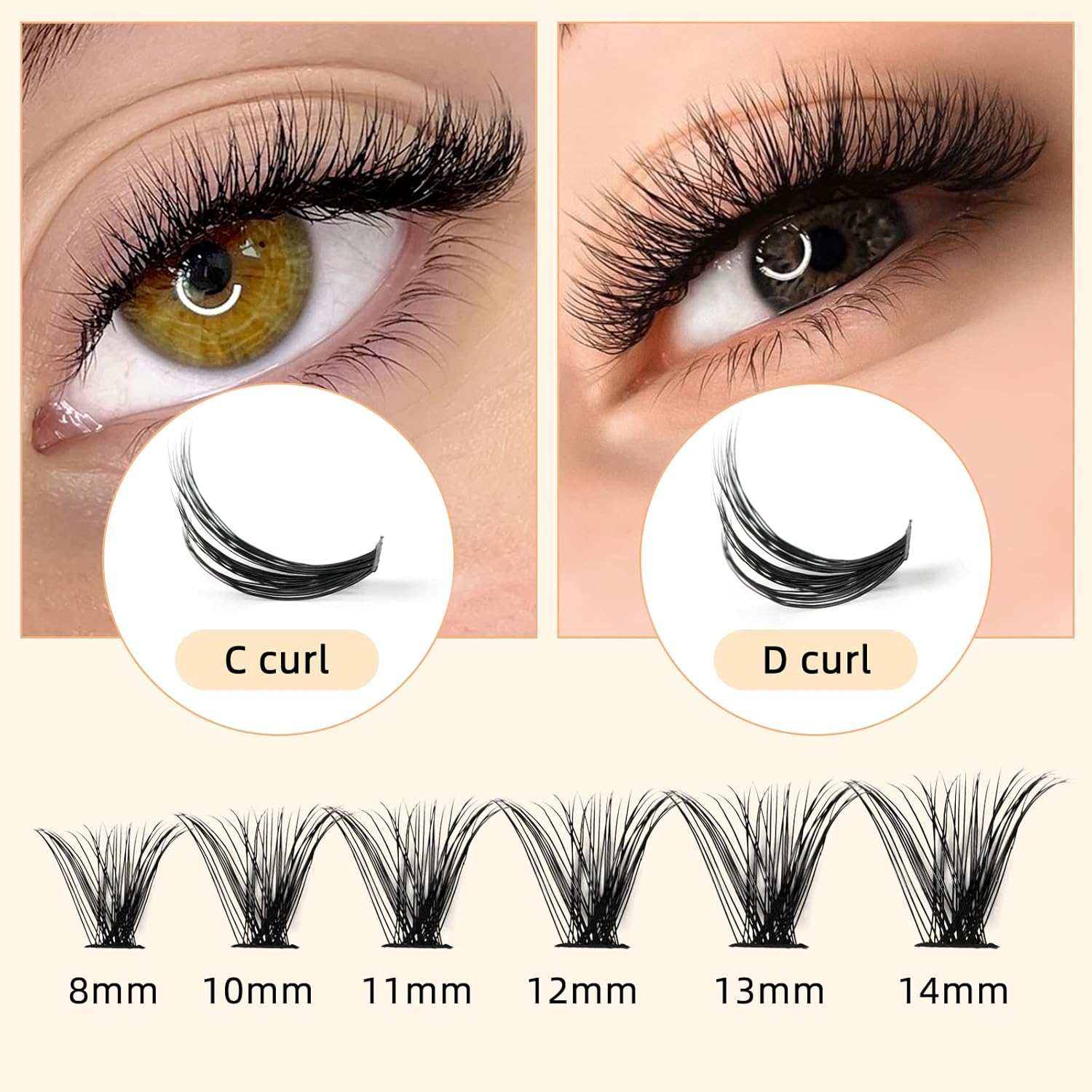 QUEWEL Lash Clusters 240Pcs Cluster Lashes 30D 0.07C Curl Mix8-14mm Individual Lashes Soft&Comfortable DIY Eyelash Extension at Home(30D 0.07C MIX8-14)