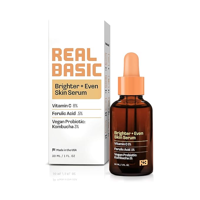 Skin Serum for Brighter and Even Skin with Vitamin C, Ferulic Acid & Vegan Probiotic Kombucha 1 oz. - Vitamin C Serum for Face & Even Skin Tone Serum