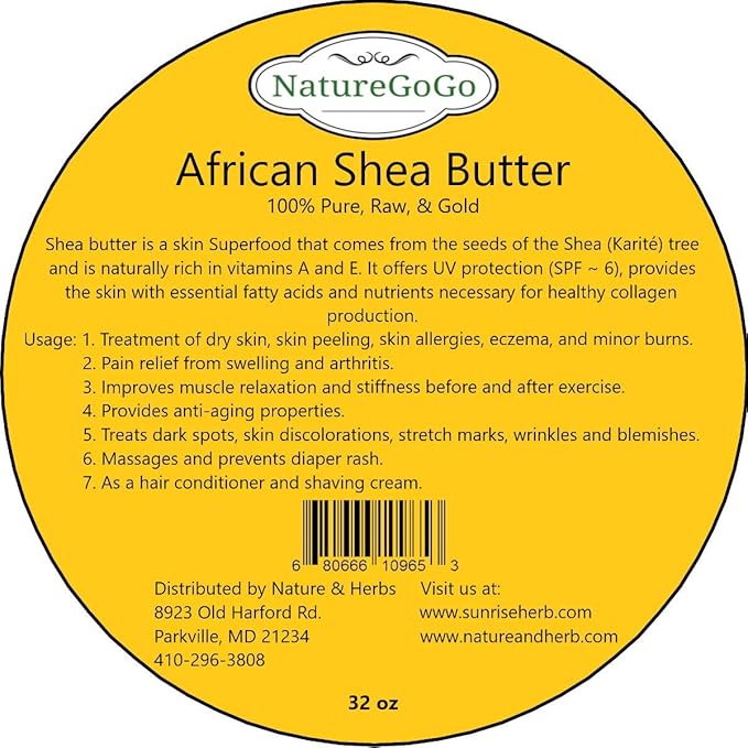 Pure, Raw & Gold, 100% African Shea Butter 32oz