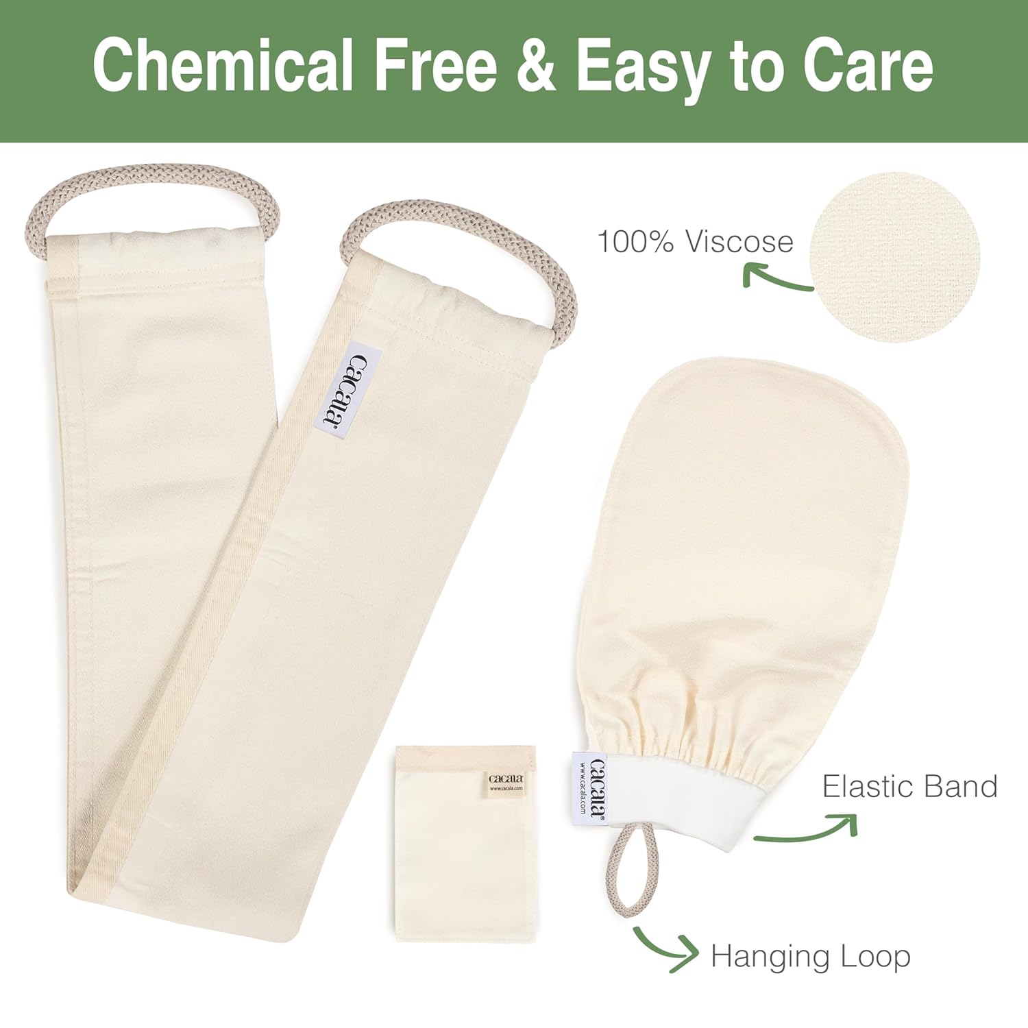 Set of Exfoliating Glove, Face Scrubber & Back Scrubber for Shower, 100% Vegan Viscose exfoliating body scrubber, Bath Hammam Kese & Spa Mitt