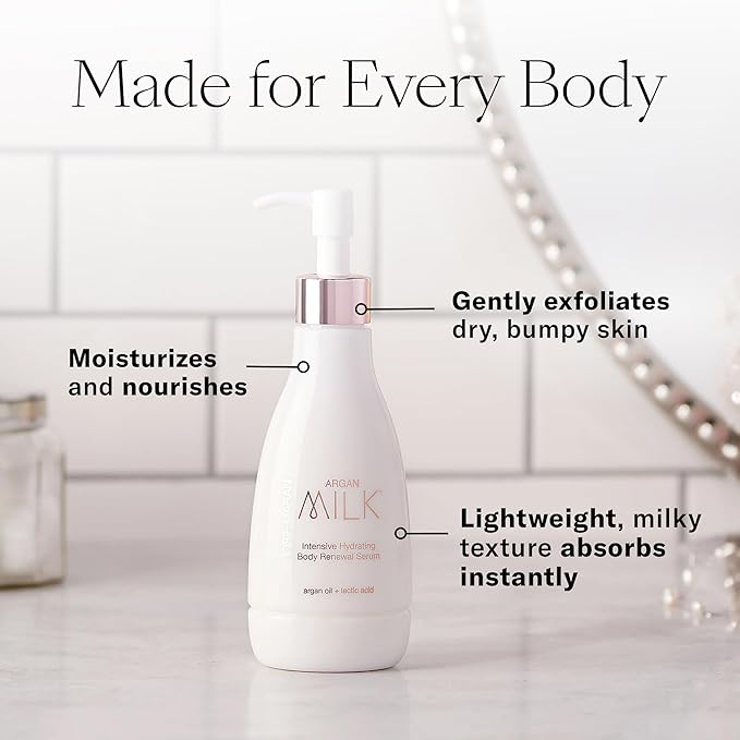 Josie Maran Ultra Hydrating Serum with Organic Argan Oil for Full Body Care - Refine Wrinkles and Crepiness - Argan Milk Intensive Hydrating Body Renewal Serum - Unscented (6.7 Oz)