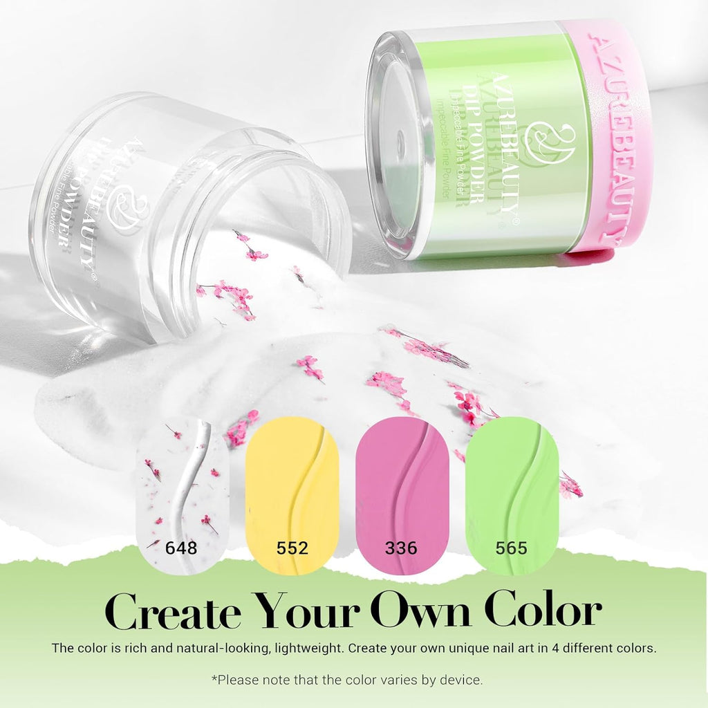 AZUREBEAUTY Dip Powder Nail Kit Bright Yellow with Base Top Coat Activator Dried Flowers for French Nails Art Manicure DIY Salon