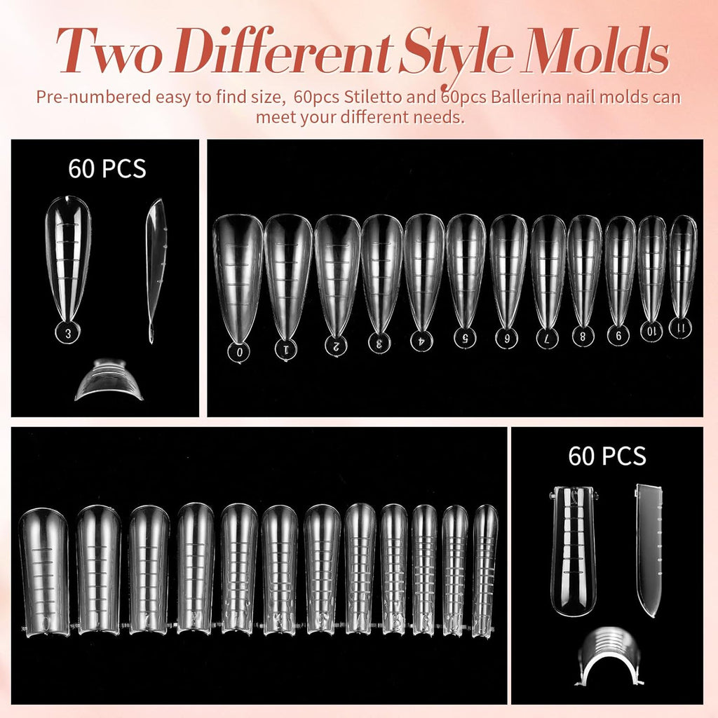 BORN PRETTY Extension Nail Gel Kit-6 Colors Gel Kit Nude Clear Jelly All-In-1 Set Builder Glue with U V Lamp Base Top Coat Set Forms French Manicure Set for Beginner