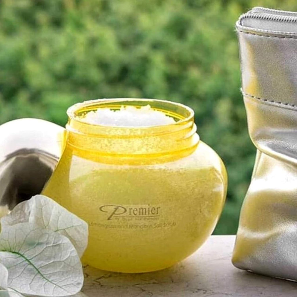 Premier Dead Sea Classic Aromatherapy Lemongrass & Mandarine Salt Scrub, Exfoliates, Moisturizes, Nourishes and protects, for smooth soft skin infused with aromatic oils, for Hands, Feet & Body 10.5oz