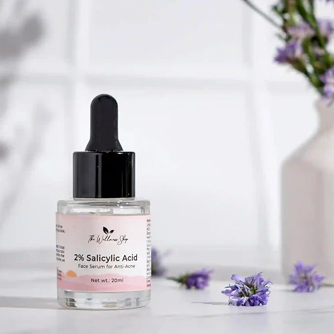 The Wellness Shop - 2% Salicylic Acid Serum For Acne, Blackheads, and open Pores | Reduces - Excess Oil | Exfoliant for all skin types | Women & Men | 20ml / 0.67 fl oz
