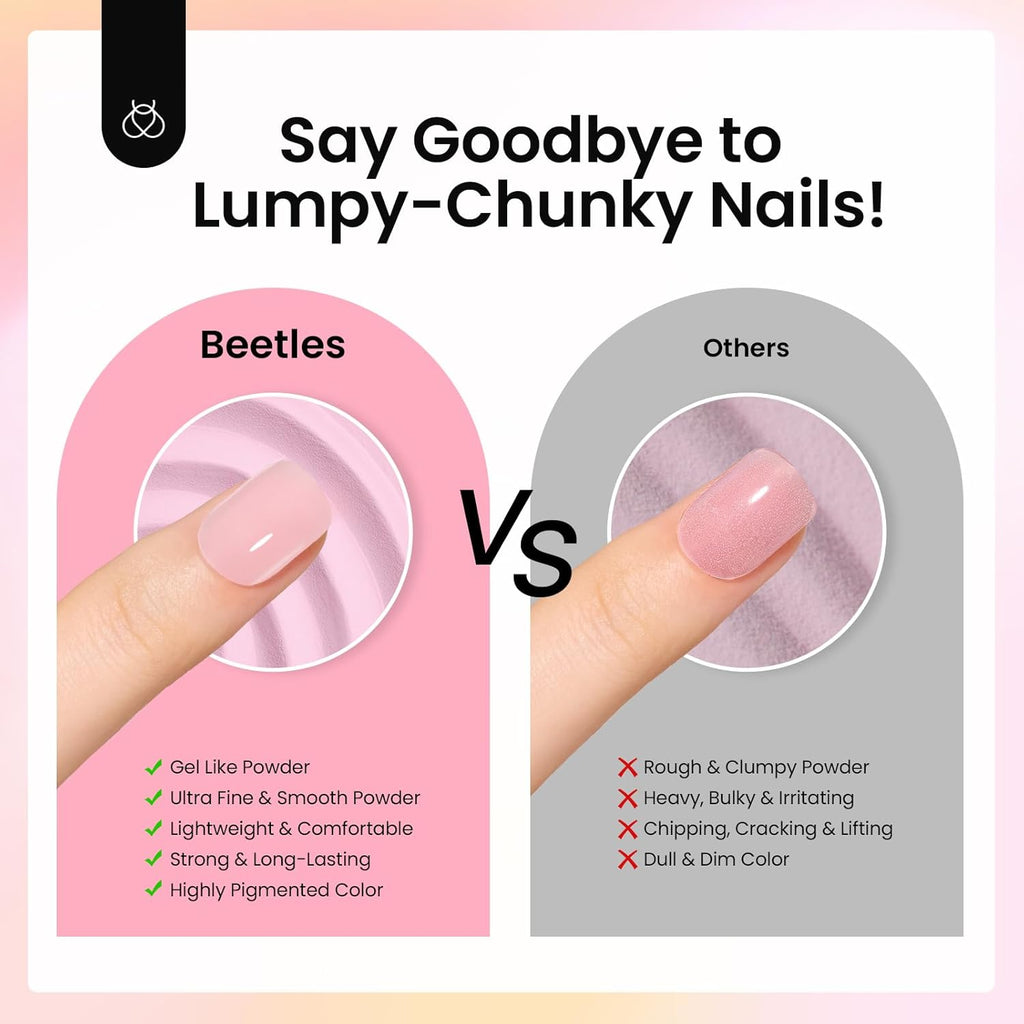 Beetles Pink Nude Dip Powder Nail Kit, 20 Colors Neutral Jelly Pink Sheer Glitter White Dip Nails Powder Starter Kit, Jelly Effect French Nail Art Starter Manicure Salon DIY Home Gift for Women