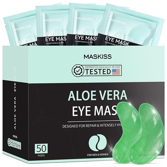 Under Eye Patches (50 Pairs), Aloe Vera Eye Masks for Dark Circles Puffy Eyes Undereye Bags, Collagen Eye Patches for Repair and Intensely Hydrate, Skin Care Gift for Her