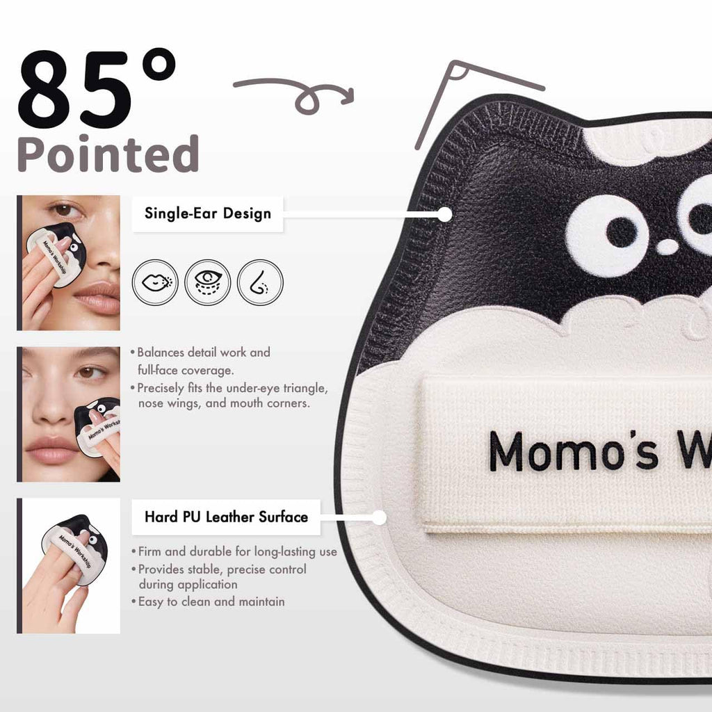 Lamb Toto Airy Marshmallow Puff,Makeup Sponge,Rubycell Material,Pointed Tip for Concealer + Flat Side for Foundation, Longwear Makeup, Travel Friendly & Reusable,2pcs Puffs & Storage Case