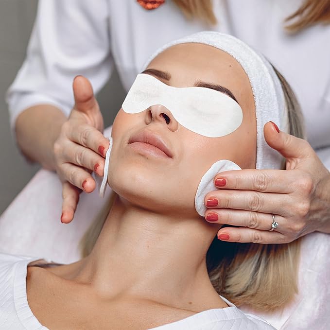 100 Sheets Eye Covers for Facials Disposable Eye Masks Non-woven Cotton Eye Pads Spa Eye Masks Eye Care Patches Paper Paper Beauty Sheets for Facial Treatments, Skincare Spa, Home Beauty Wet Compress