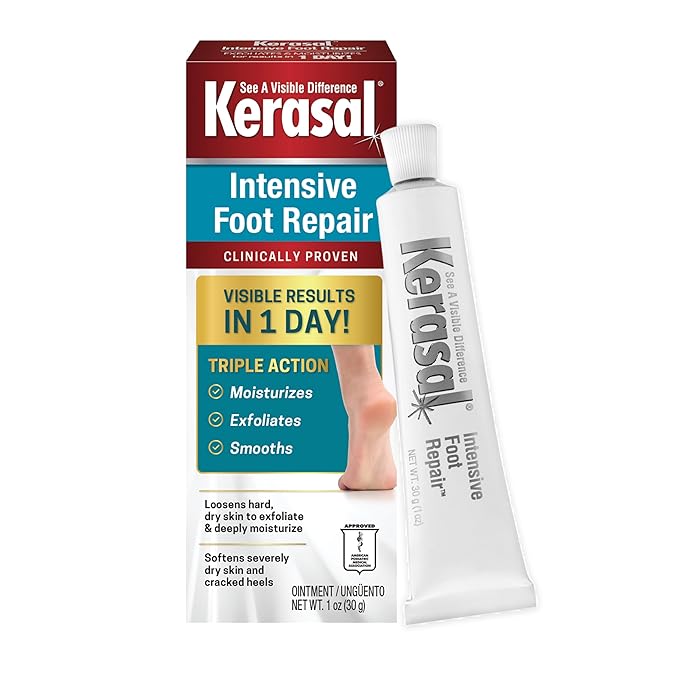 Kerasal Intensive Foot Repair, Skin Healing Ointment for Cracked Heels and Dry Feet, 1 Oz